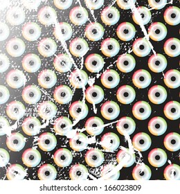 grunge sector ring, circles ,dots background on black.Template frame design. Vintage pattern.Can be used for packaging,invitations cards, productions, decoration.  