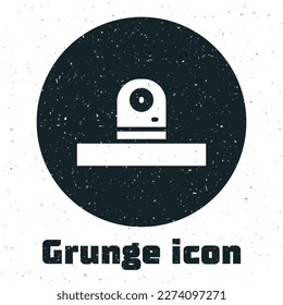 Grunge Security camera icon isolated on white background. Monochrome vintage drawing. Vector