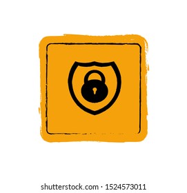 Grunge security icon. Black and yellow vector.