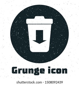 Grunge Send to the trash icon isolated on white background.  Vector Illustration