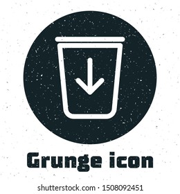Grunge Send to the trash line icon isolated on white background.  Vector Illustration