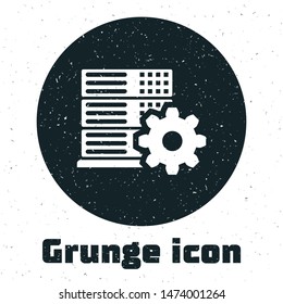 Grunge Server setting icon isolated on white background.  Vector Illustration