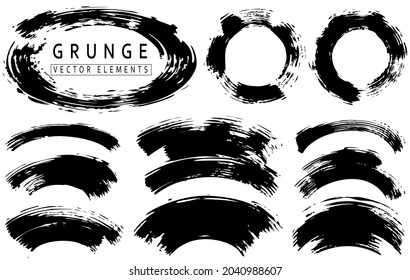 Grunge. Set of artistic brush strokes. Ink blots, splashes or dirt. Vector frames for text, banners, borders