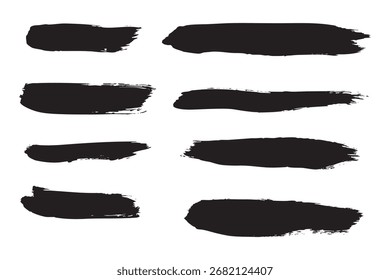 Grunge conjunto de Ilustración vectorial de trazo de pincel negro