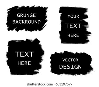 Grunge set of black paint, ink brush strokes, brushes, lines. Dirty artistic design elemens, frames for text - stock vector.