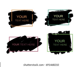 Grunge set of black paint, ink brush strokes, brushes, lines. Dirty artistic design elemens, frames for text - stock vector.