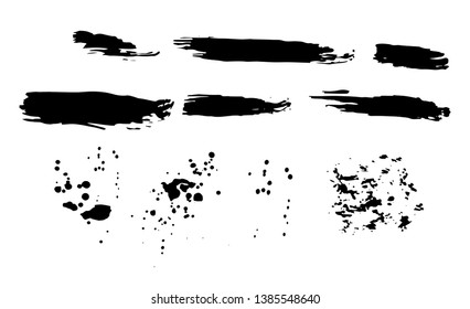 Grunge set. Detailed grunge backgrounds. Liquid. Paint strokes collection. Stains. Grunge splash. Ink stain.