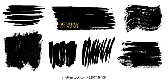 Grunge set. Detailed textures. Paint stains. Ink splash. Old wood. Leather. Crack. Grunge backgrounds collection. Backdrops for posters, banners, cards.
