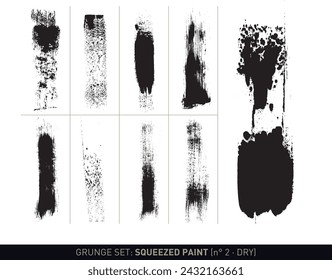Grunge set: Dry squeezed paint in black and white vectorized