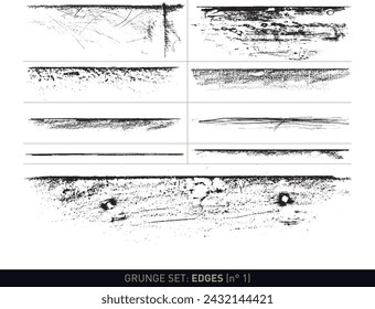 Grunge set: Edge elements N°1 (vectorized textures in black and white)