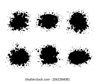 Grunge set, ink blots with streaks,splashes,spots,dots,streaks.Abstract.Splatters of paint, watercolor for Rorschach Test.Use for the design of postcards,banners,posters. Isolated.Vector 