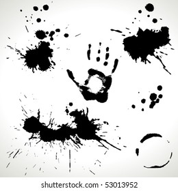 Grunge set of inky splashes