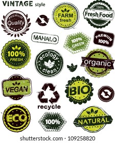 Grunge set of organic labels