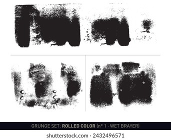 Grunge set: Rolled color N°1 (Dry brayer in black and white, vectorized)