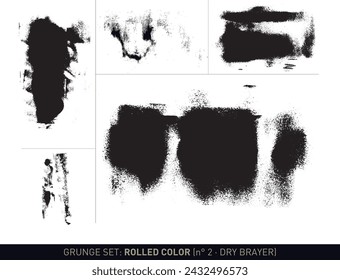 Grunge set: Rolled color N°2 (Dry brayer in black and white, vectorized)