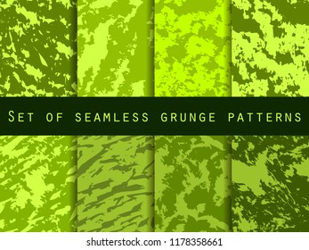 Grunge set of seamless pattern with clots and strokes. Marbled paper watercolor. For wallpaper, bed linen, tiles and fabrics. Vector illustration