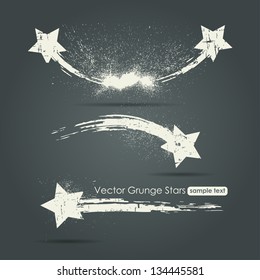 Grunge set of shooting stars