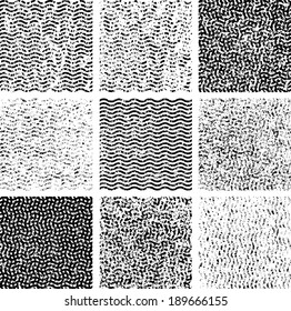 Grunge set textures. Vector illustration. 