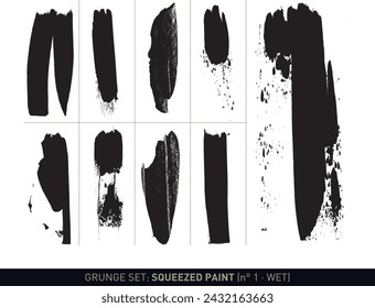 Grunge set: Wet squeezed paint in black and white vectorized