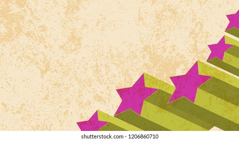 grunge seventies retro stars background, pop art vector, free copy space, grunge texture