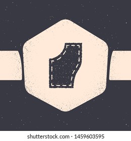 Grunge Sewing Pattern icon isolated on grey background. Markings for sewing. Monochrome vintage drawing. Vector Illustration