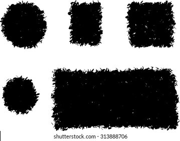 grunge shape square and round black silhouette on white
