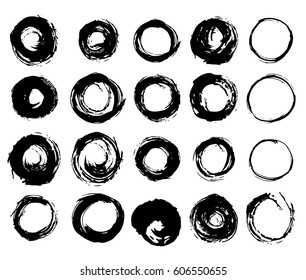 Grunge shapes brushes.Vector illustration. Isolated on white background. Freehand drawing.