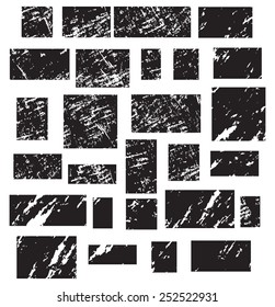 Grunge shapes, set, black isolated on white background, vector illustration.