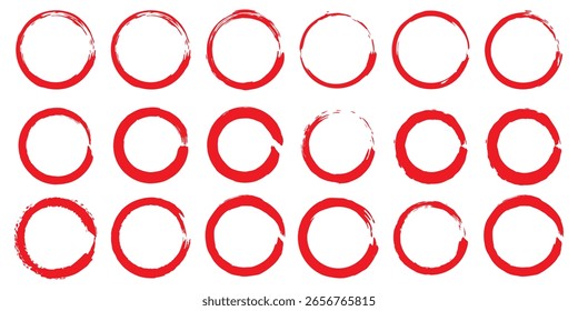 Formas del grunge, sistema, rojo aislado en el fondo blanco, Ilustración vectorial
