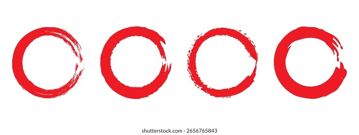 Grunge shapes, set, red isolated on white background, vector illustration
