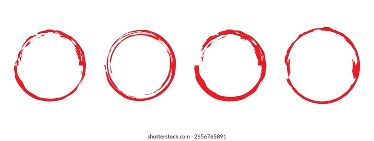 Grunge shapes, set, red isolated on white background, vector illustration
