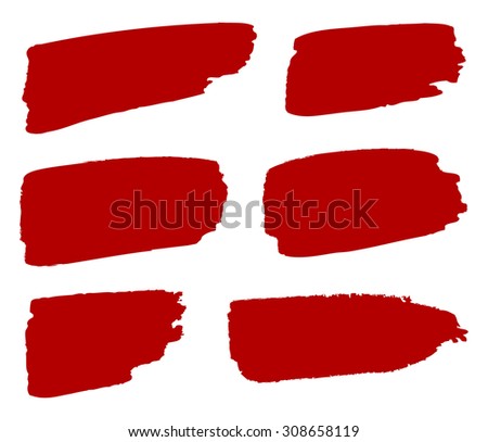 Grunge shapes, set, red isolated on white background, vector illustration.