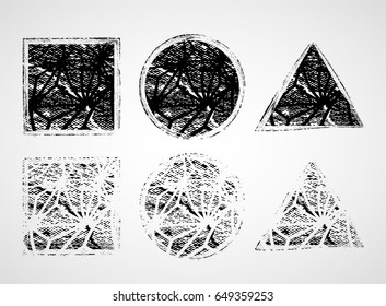 Grunge Shapes, textures, Circles, Banners, Insignias , Logos, Icons, Labels and Badges Set . Set of Retro Frames for Emblems.