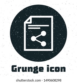 Grunge Share file icon isolated on white background. File sharing. File transfer sign.  Vector Illustration