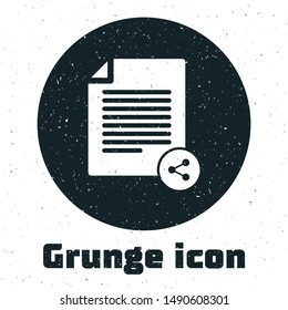 Grunge Share file icon isolated on white background. File sharing. File transfer sign.  Vector Illustration