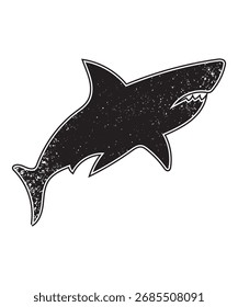 Icono de Vector de la silueta del tiburón del grunge para el logotipo y el diseño.
