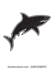 Ícone de vetor de silhueta do Grunge Shark para logotipo e design.