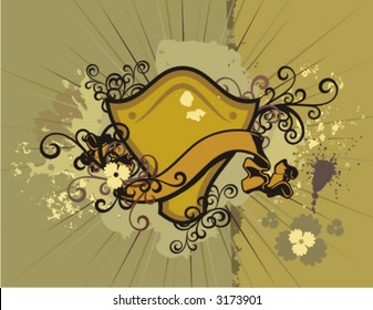 Grunge-Schild mit floralen Elementen. Schauen Sie in meinem Portfolio nach mehr dieser exquisiten Serie sowie nach Tausenden von weiteren großartigen Vektorgrafiken.