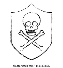 grunge shield danger skull death symbol