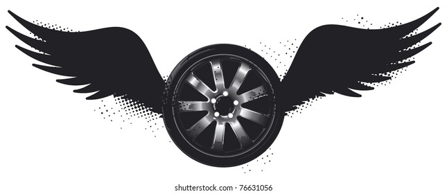 grunge shield with racing tires