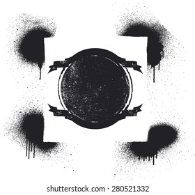 grunge shield with stencil frame