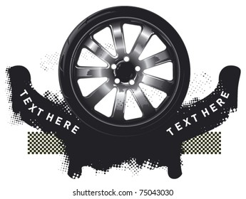 grunge shield tires with two banners