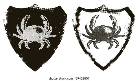grunge shields with crabs