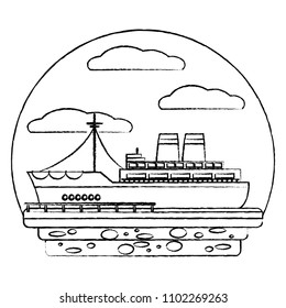 grunge ship export transport with delivery containers