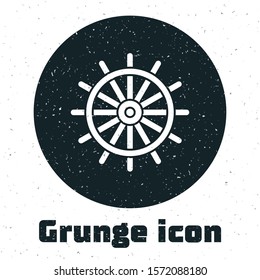 Grunge Ship steering wheel icon isolated on white background.  Vector Illustration