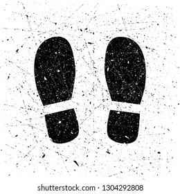 Grunge Shoe print, background. Vector illustration of human steps, footprints.