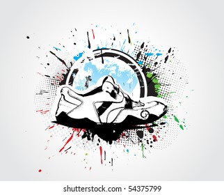 grunge shoes background with an inky dribble strip,vector illustration