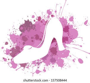 Grunge shoes illustration on ink splash background