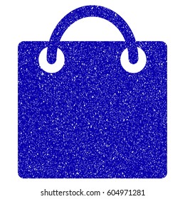 Grunge Shopping Bag rubber seal stamp watermark. Icon symbol with grunge design and scratched texture. Unclean vector blue sign.