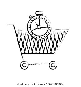 grunge shopping car and chronometer time object